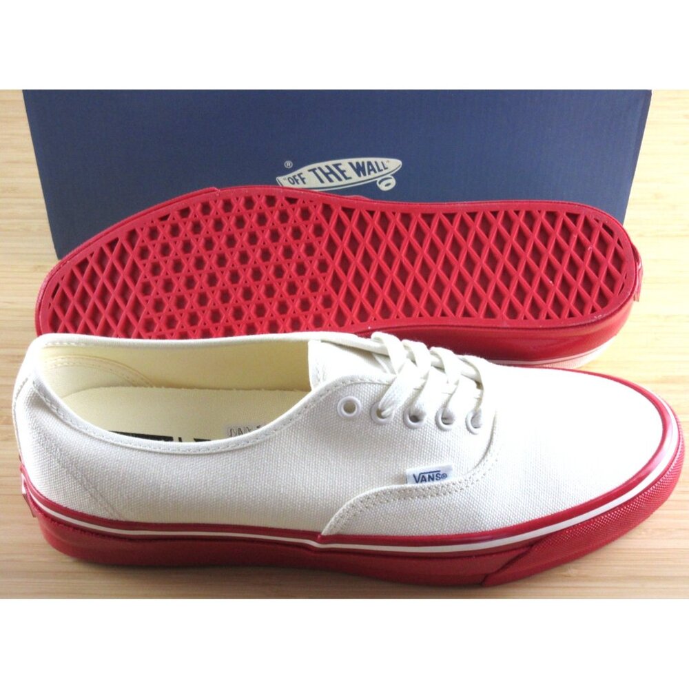 Vans Men's Lx Authentic 44 Duck Canvas White Red Skate shoes Sizes NEW - Picture 2 of 7